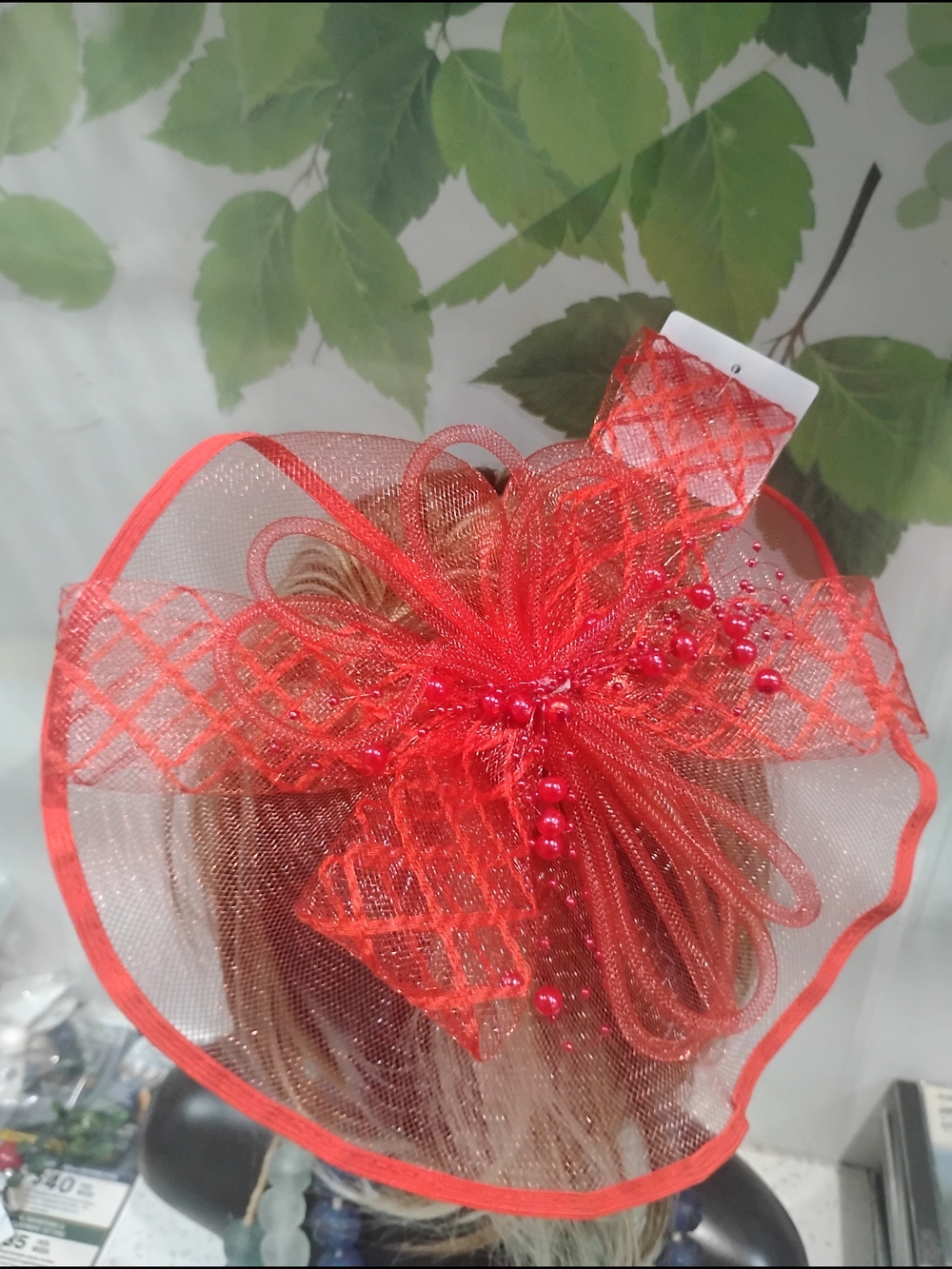 Red Mesh ♥️Fascinator Headpiece - Elegant Women’s Occasion Hat😍